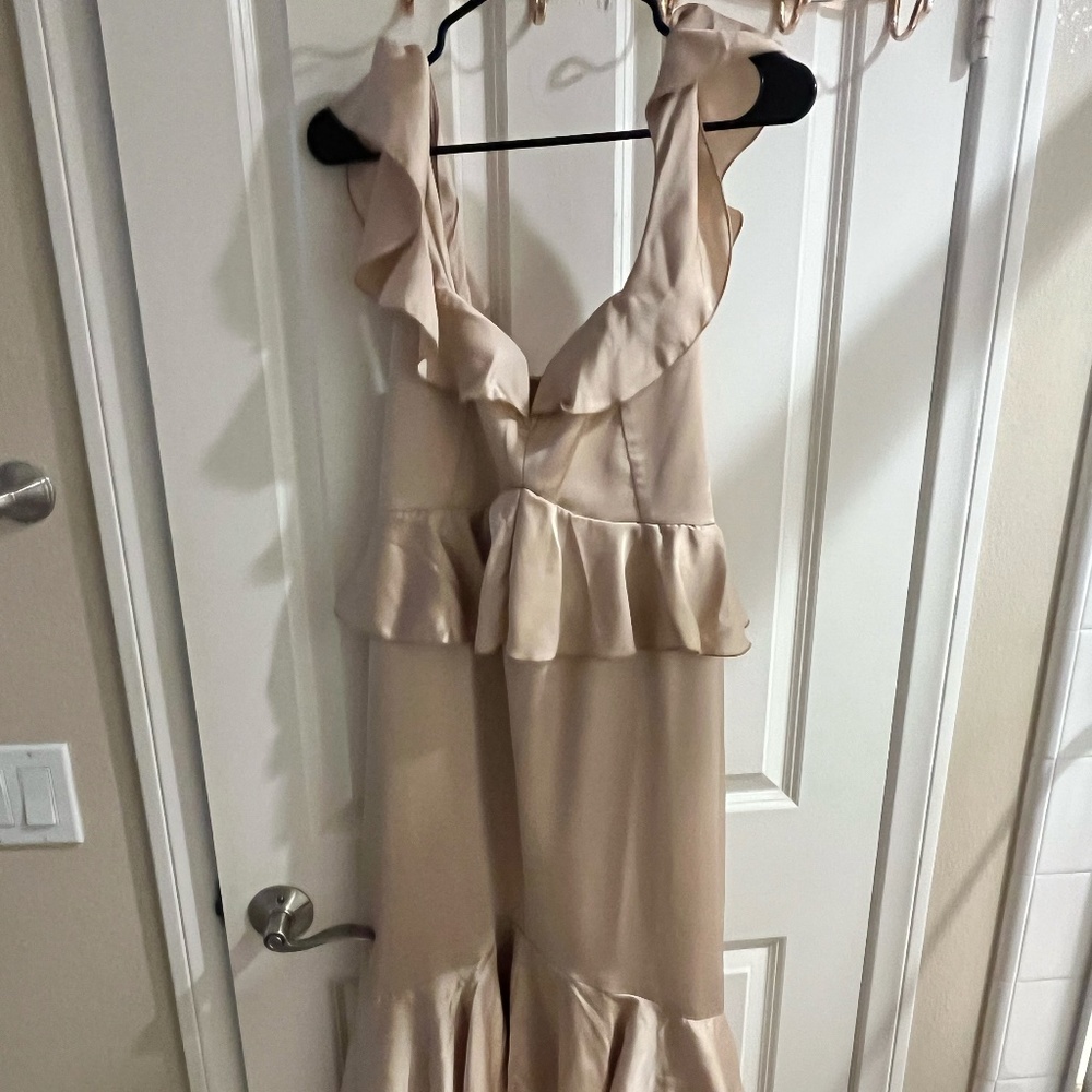 Reese Ruffle Dress ~ Champagne Luxe Satin - Show Me Your Mum